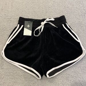 NWT Tuckernuck TNUCK Sport Shorts Women XS Black Velour Lounge Track Drawstring